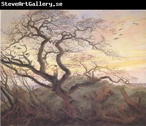 Caspar David Friedrich Tree with Crows Tumulus(or Huhnengrab) beside the Baltic Sea with Rugen Island in the Distance (mk05)